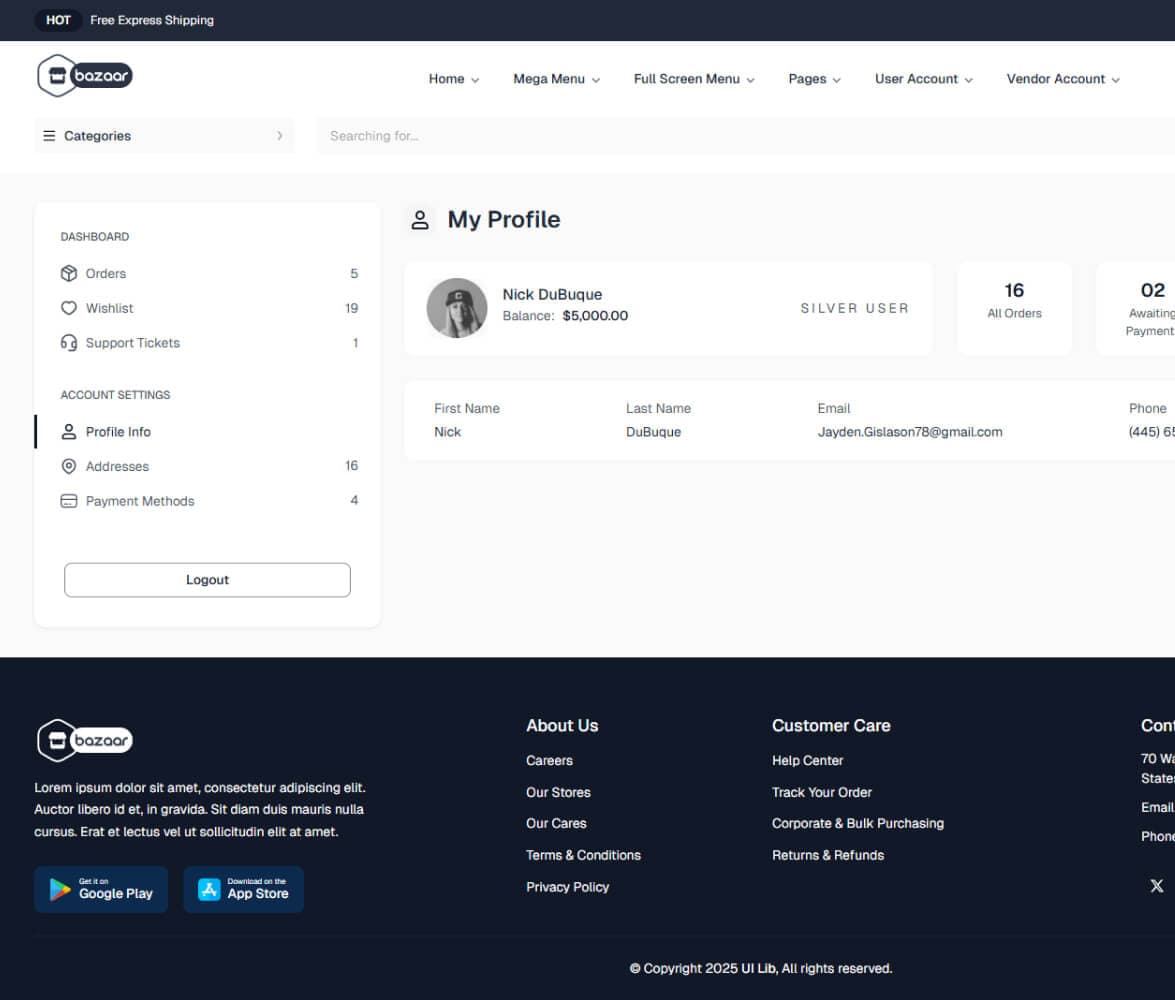 Profile demo preview screenshot