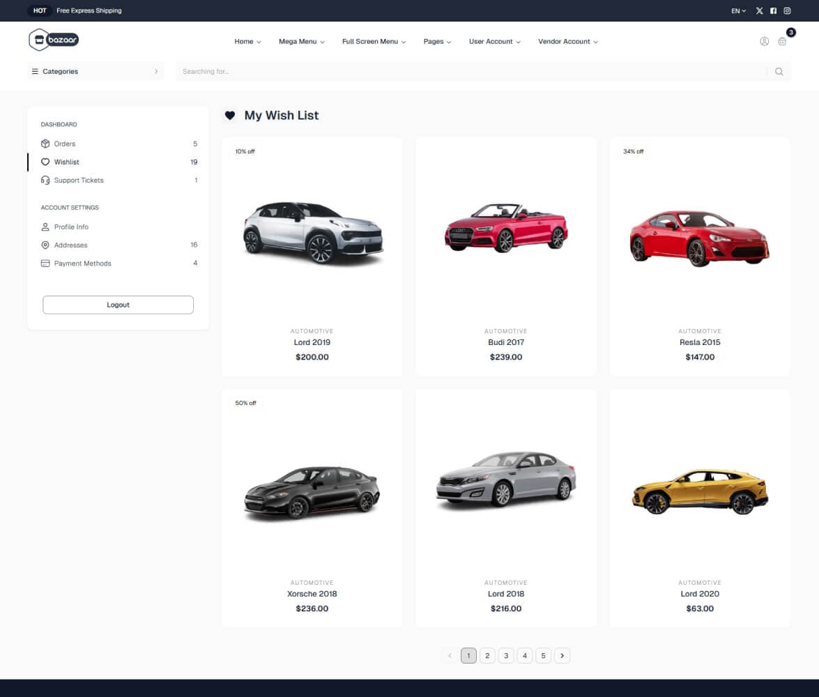 Wish List demo preview screenshot
