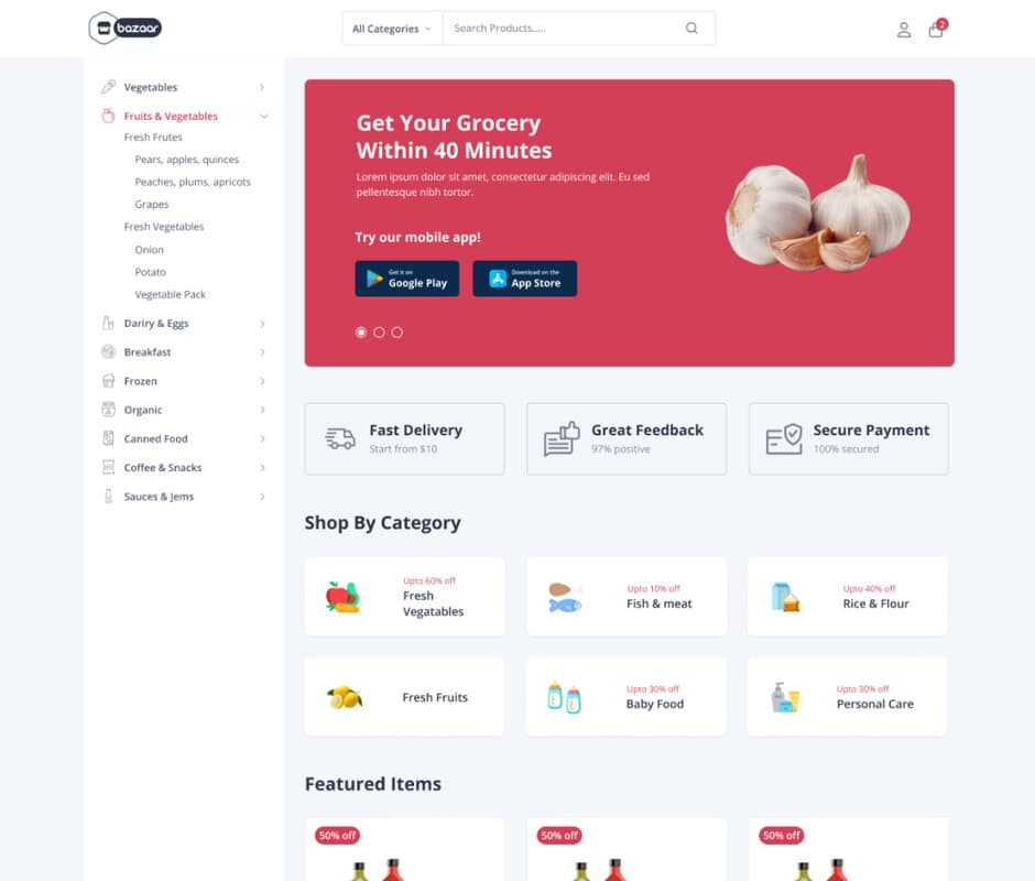 Grocery demo preview screenshot