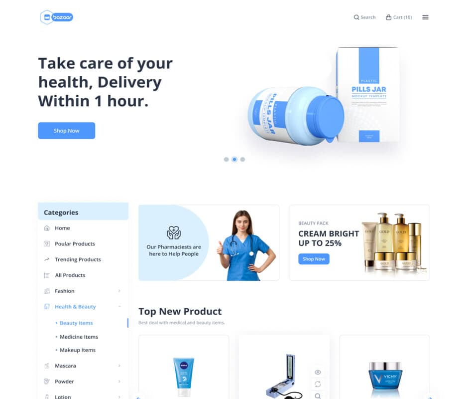 Health and Beauty demo preview screenshot