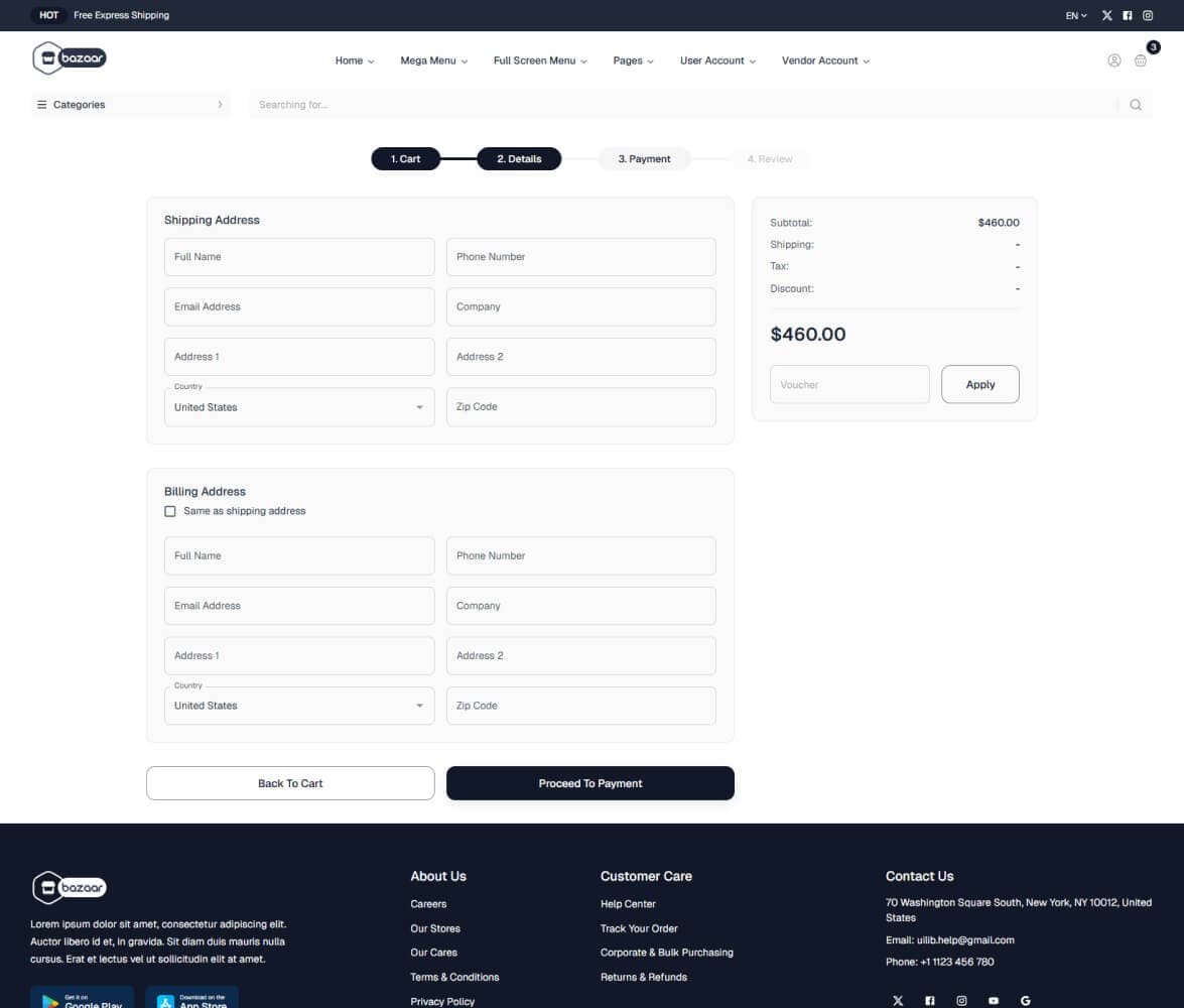 Checkout demo preview screenshot