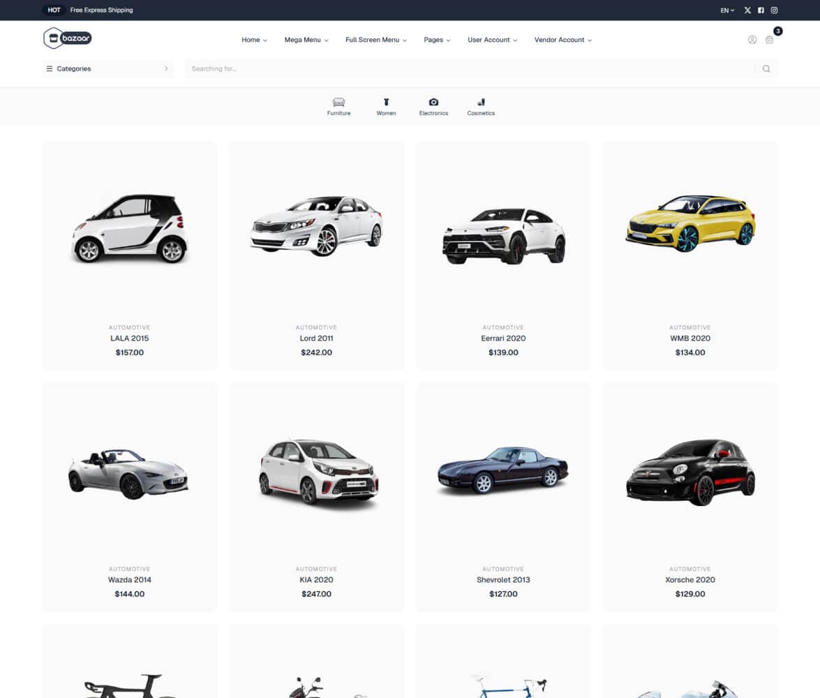 Sale Page (Small Navigation) demo preview screenshot