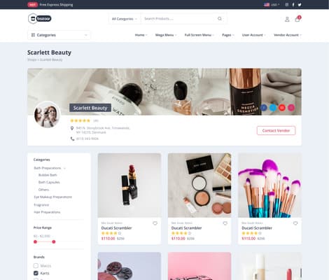 Vendor Shop demo preview screenshot