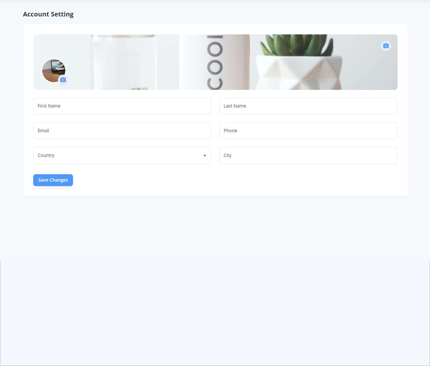 Account Settings demo preview screenshot