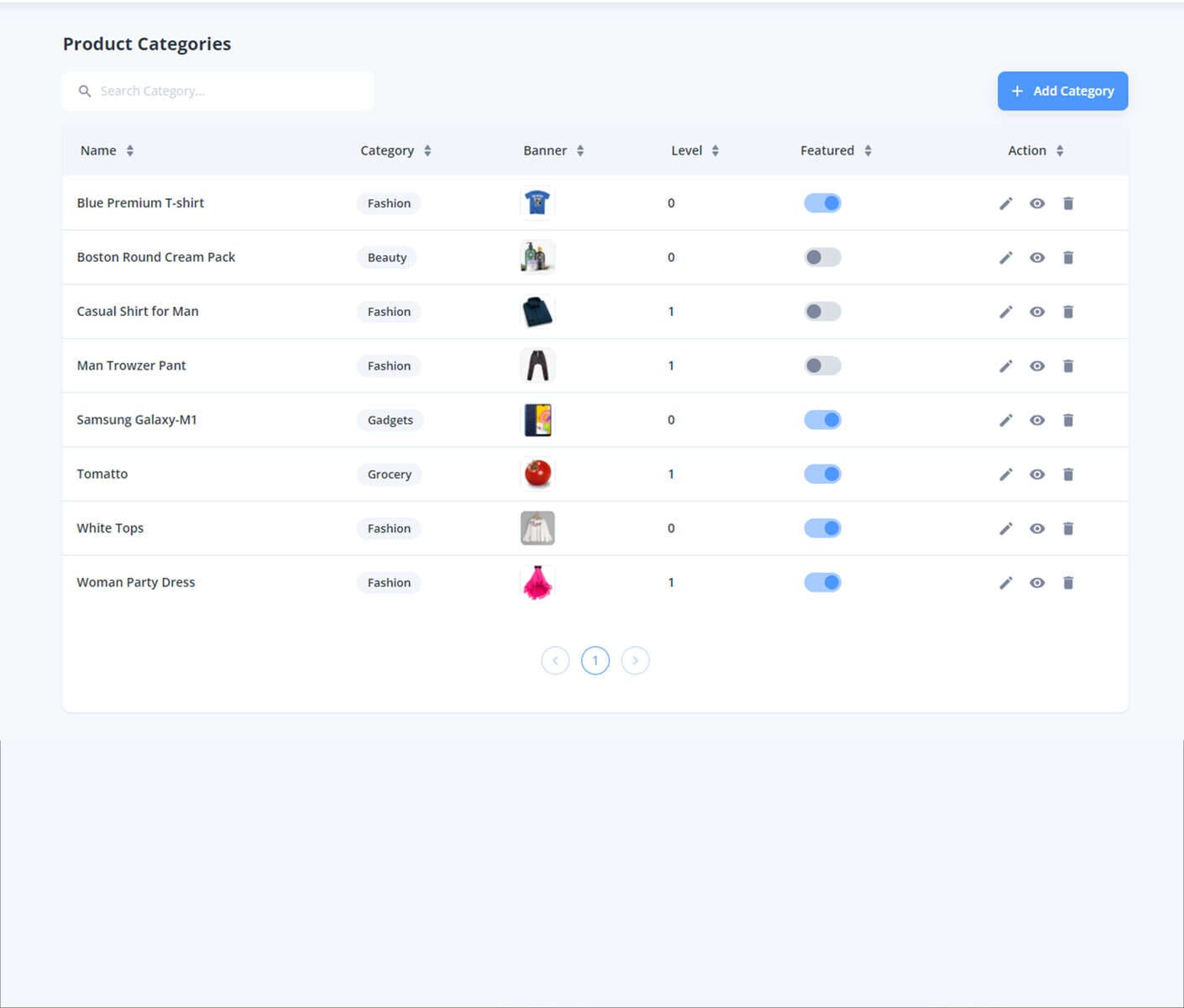 Category List demo preview screenshot