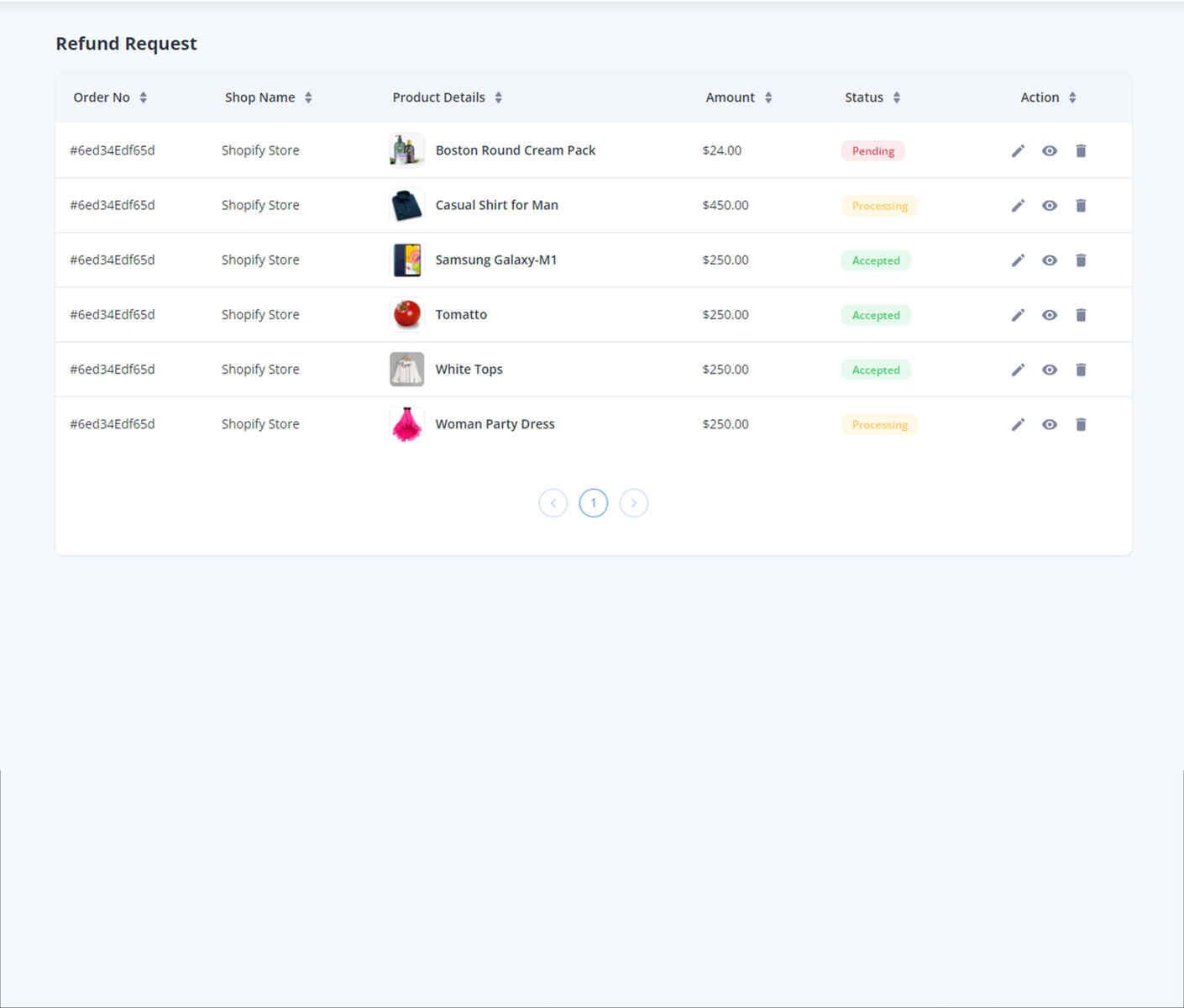 Refund Request demo preview screenshot