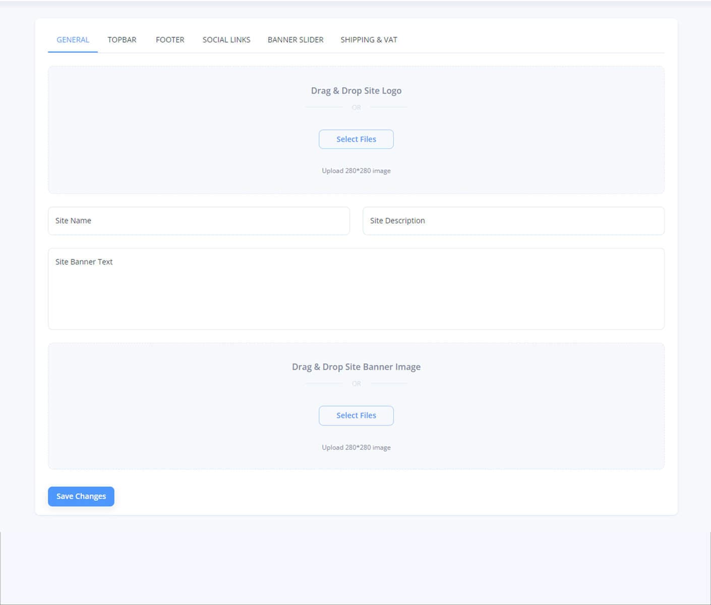 Site Settings demo preview screenshot