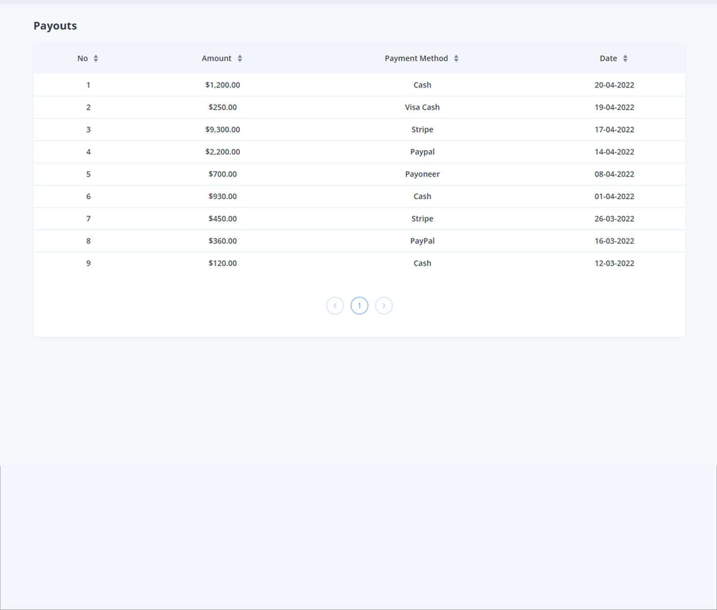 Vendor Payouts demo preview screenshot