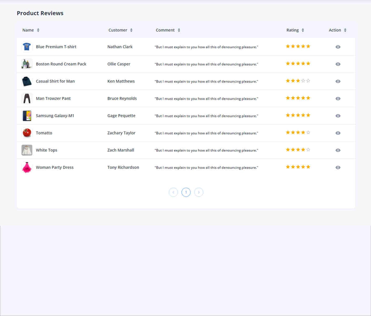 Vendor Product Reviews demo preview screenshot